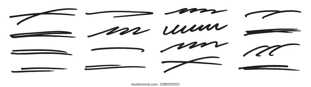 Hand drawn Red brush stroke underline, Hand drawn vector scribble brush strokes. vector illustration. eps 10