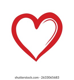 Hand Drawn Red Brush Stroke Heart Symbol