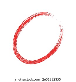 Hand drawn Red brush stroke Oval Circle, Chalk Brush Texture Circle, vector Illustration. 