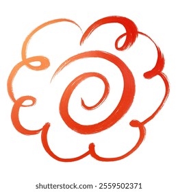 Hand drawn Red Brushstroke Flower Circle
