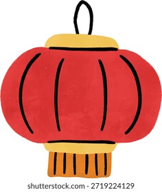 Hand drawn Red Chinese Lantern for Festive Celebrations