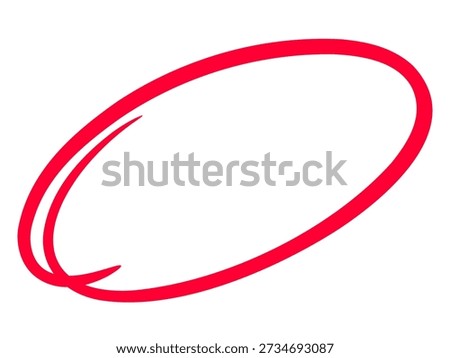 Hand drawn red circle highligter. Vector marker circle line