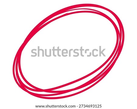 Hand drawn red circle highligter. Vector marker circle line