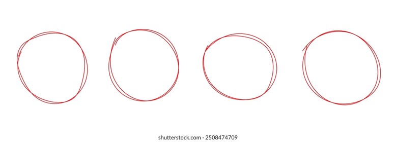 Dibujado a mano círculo rojo, círculo dibujado a pluma, doodle círculo EPS 10.