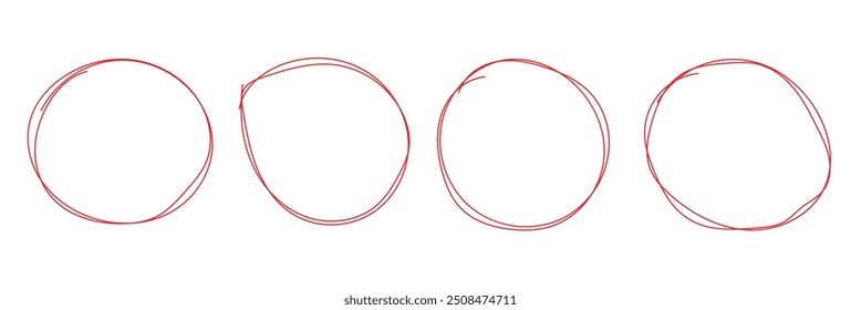 Dibujado a mano círculo rojo, círculo dibujado a pluma, doodle círculo EPS 10.