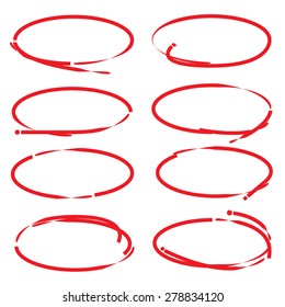 hand drawn red circles and highlighting elements