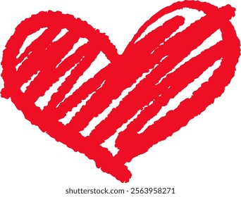 Hand drawn red crayon heart symbolizing love, affection, and romance, capturing the essence of Valentine s Day or any celebration of heartfelt emotions and connections