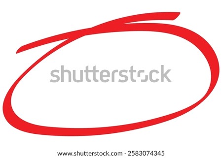Hand drawn red crayon ovals and circles set. Highlight circle frames. Ellipses in doodle style. Round freehand shapes, emphasis highlights. Vector illustrator