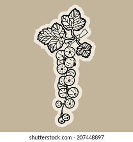 Hand drawn red currant berries cartoon vector.