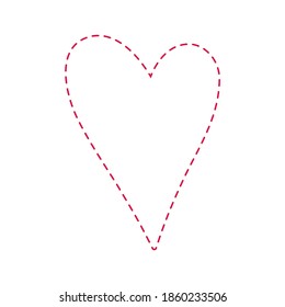 Handgezeichnet rotes Aschenherz auf weißem Hintergrund. Vektorgrafik. Schreibendes Vektorherz. Liebeskonzept für den Valentinstag