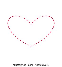 Hand drawn red dash heart on white background. Vector illustration. Scribble vector heart. Love concept for Valentine's Day