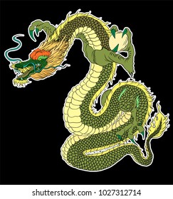 Hand drawn Red Dragon vector printing.Japanese old dragon for tattoo. Traditional Asian tattoo the old dragon vector.