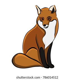 Hand drawn red fox, vector