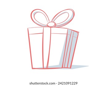 Hand drawn red gift box vector  illustration