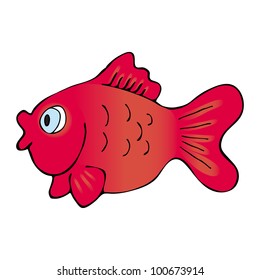 Hand drawn red goldfish.