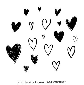 Hand drawn Red Heart background seamless pattern vector