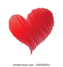Hand drawn red heart of doodle circle