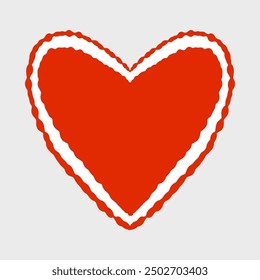 Hand drawn red heart of doodle