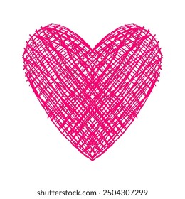 Hand drawn red heart of doodle