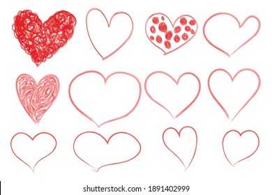 Hand drawn red heart icon isolated on white background, watercolor illustration vector, love and valentines day