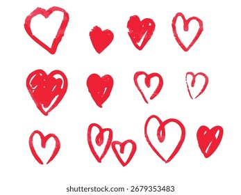 Vector de fondo de tinta de corazón rojo dibujado a mano