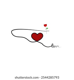 Dibujado a mano corazón rojo aislado. Elemento de diseño para el concepto de amor. Boceto de Doodle en forma de corazón rojo.
