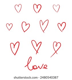 Hand drawn Red Heart Love vector