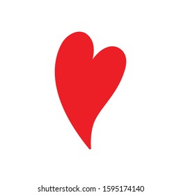 Hand drawn red heart on white background. Vector illustration. Scribble heart. Love concept for Valentine's Day