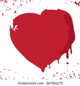 Hand drawn red heart on white background. Vector ink doodl illustration. Ideal for cards, posters, invitations. Isolated.