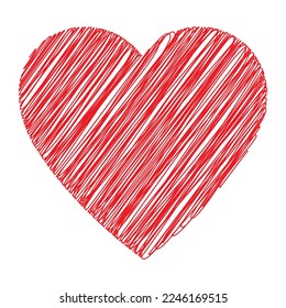 Hand drawn red heart. Scribble heart vector.