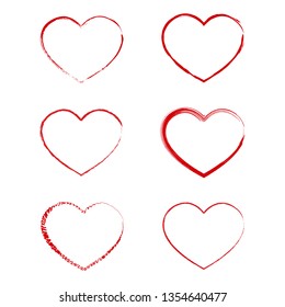 hand drawn red heart set. vector illustration eps10