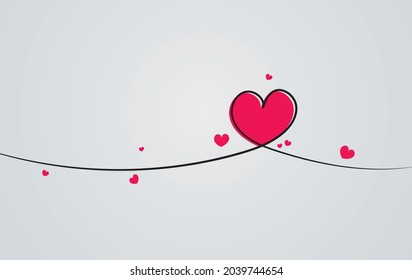 hand drawn red heart shape, one line heart drawing 