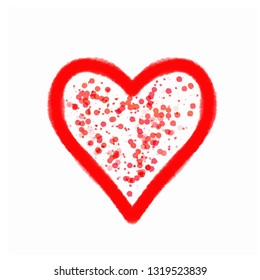 Hand drawn red heart vector. Love heart  icon 