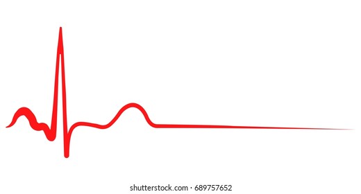 Hand drawn red heartbeat Cardiogram element. Vector hearthbate for design in the field of medicine and healthy lifestyles. Sign heart stop icon