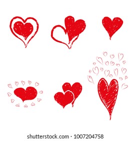 Hand drawn red hearts. Design elements for Valentine's day, banners, greatings cards.