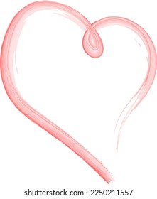 hand drawn red hearts isolated on white. Watercolor or acrylic painting effect. Grunge heart vector illustration
