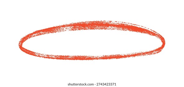 Hand drawn red highlight ellipse. Pencil textured element. Marker encircle highlighting.