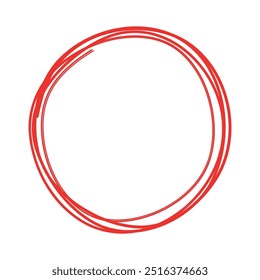 Hand drawn red highlight frame, grunge circular shape, sketch design element
