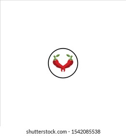 Hand drawn Red hot pepper. Spicy ingredient. Chili logo. Spice Hot Chili Pepper isolated on white background. Natural healthy food.