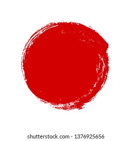 Hand drawn red ink grunge circle on white background. Eps8. RGB. Global color