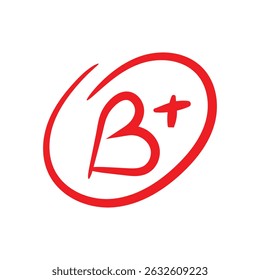 Handgezeichnete rote Markierung B plus Symbol
