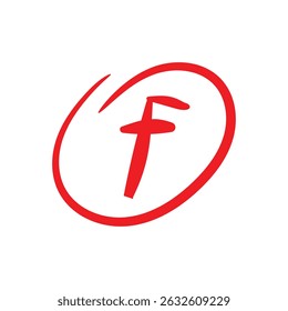 Dibujado a mano etiqueta roja puntuación F diseño de icono
