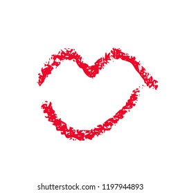 Hand drawn red lips. Sketched fashion symbol. Abstract kiss silhouette, vector, clipart, brush line, logo. Decor element for clothes and label.