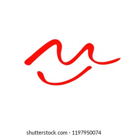 Hand drawn red lips. Sketched fashion symbol. Abstract kiss silhouette, vector, clipart, brush line, logo. Decor element for clothes and label.