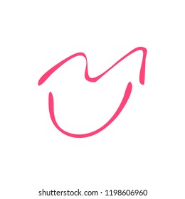 Hand drawn red lips. Sketched fashion symbol. Abstract kiss silhouette, vector, clipart, brush line, logo. Decor element for clothes and label.