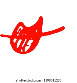 Hand drawn red lips. Sketched fashion symbol. Abstract kiss silhouette, vector, clipart, brush line, logo. Decor element for clothes and label.