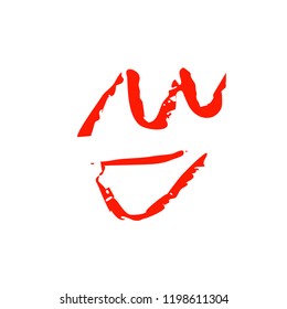 Hand drawn red lips. Sketched fashion symbol. Abstract kiss silhouette, vector, clipart, brush line, logo. Decor element for clothes and label.