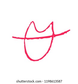 Hand drawn red lips. Sketched fashion symbol. Abstract kiss silhouette, vector, clipart, brush line, logo. Decor element for clothes and label.
