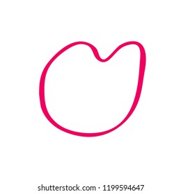 Hand drawn red lips. Sketched fashion symbol. Abstract kiss silhouette, vector, clipart, brush line, logo. Decor element for clothes and label.