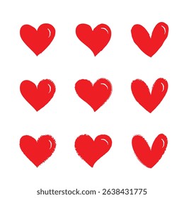 Hand Drawn Red Love Bundle, Solid Love Sketched hearts Silhouette,love icons